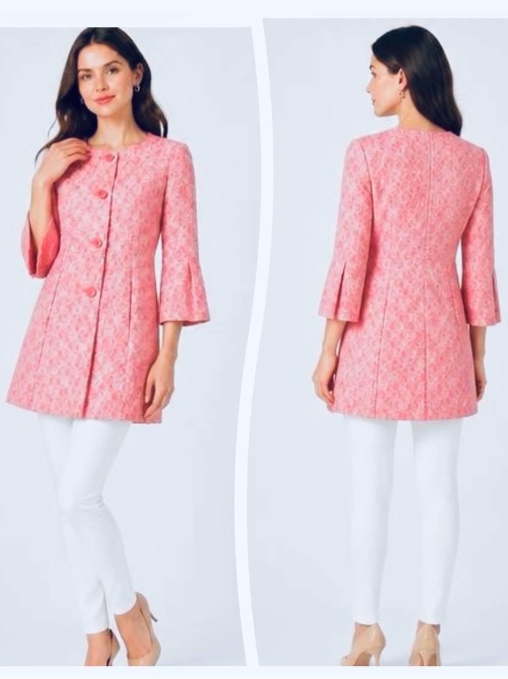 TYLER BOE Geo Print 3/4 Bell Sleeve Blazer/Jacket